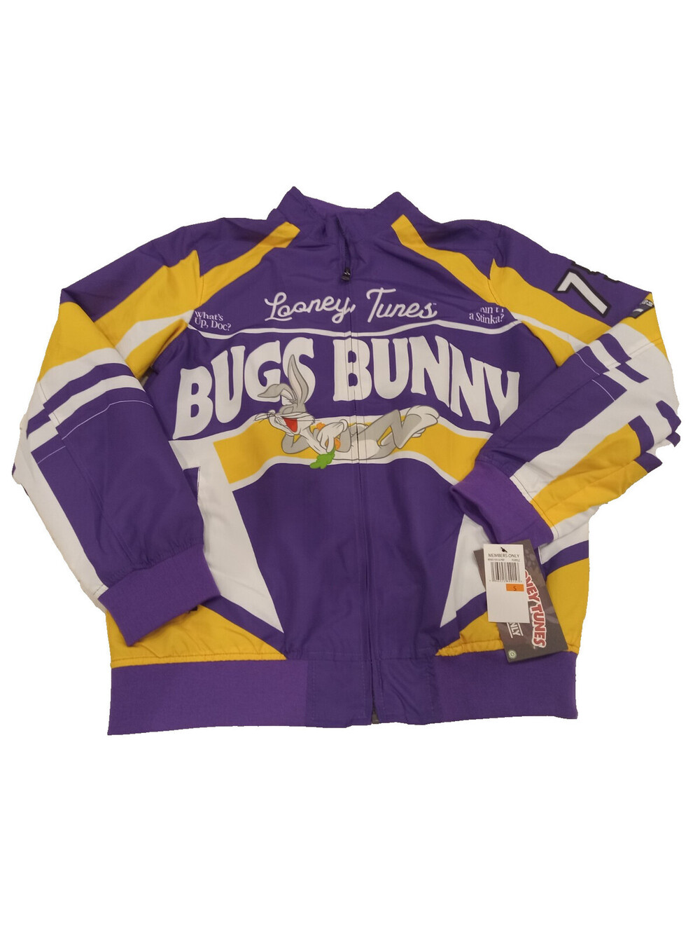 Members Only Looney Tunes Bugs Bunny Jacket Mens Small Purple Racing NWT S